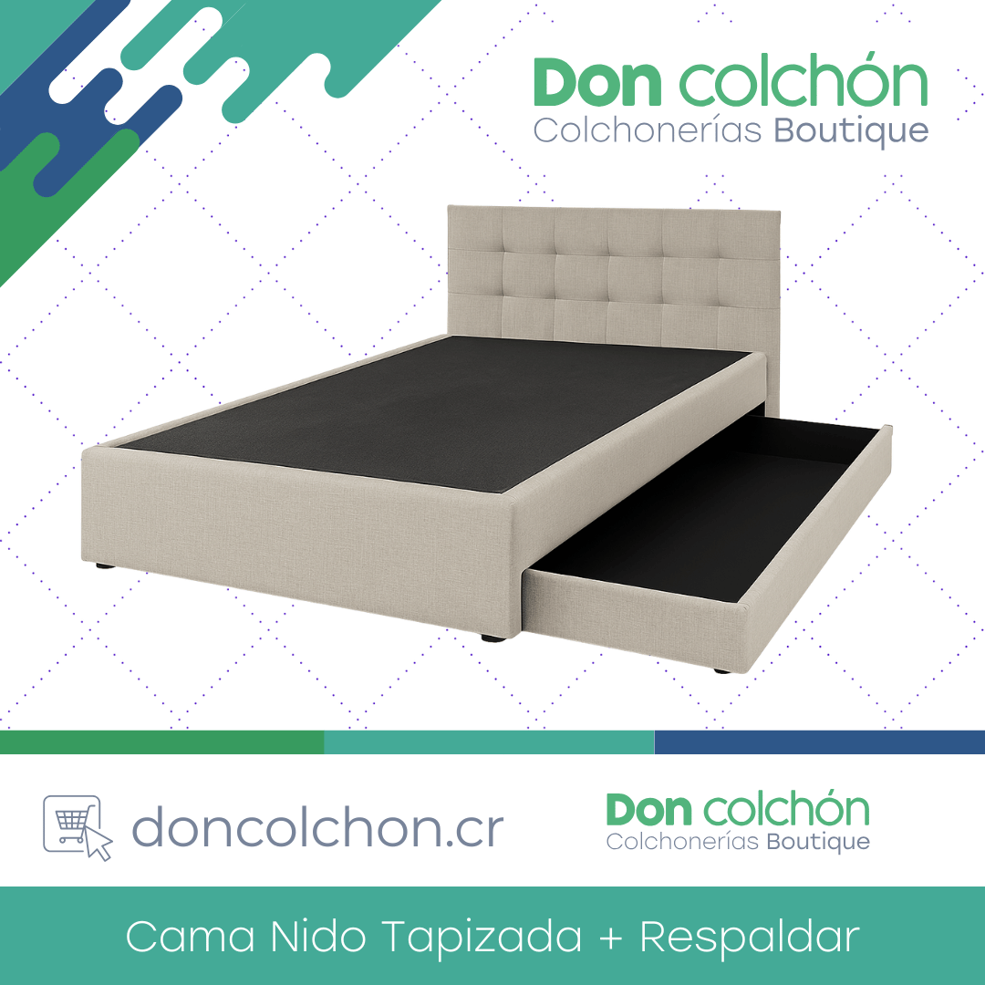 Cama Nido Individual Tapizada + Respaldar