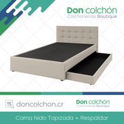 Cama Nido Individual Tapizada + Respaldar